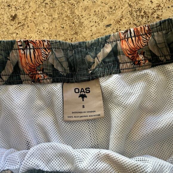OAS Roar Tiger Hawaiian Mesh Lined Swim Trunks Board Shorts 4” Small - Picture 2 of 4